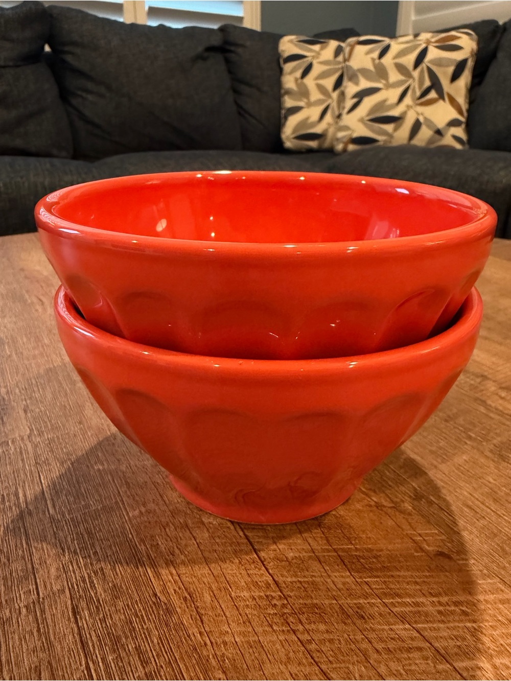 Anthropologie “Biscuit” Latte Bowls  - Orange - Set of 2 - Made in Portugal